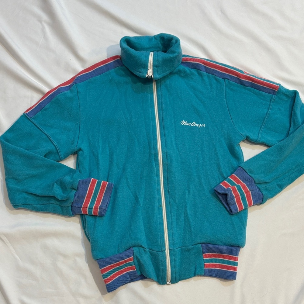 Vintage Kid’s MacGregor Full Zip Training Jacket Sporty Boxing Style Pastel 80s